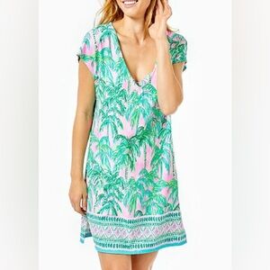 Lilly Pulitzer Talli V-Neck Cover-Up dress in Pink Blossom Suite Views XXS